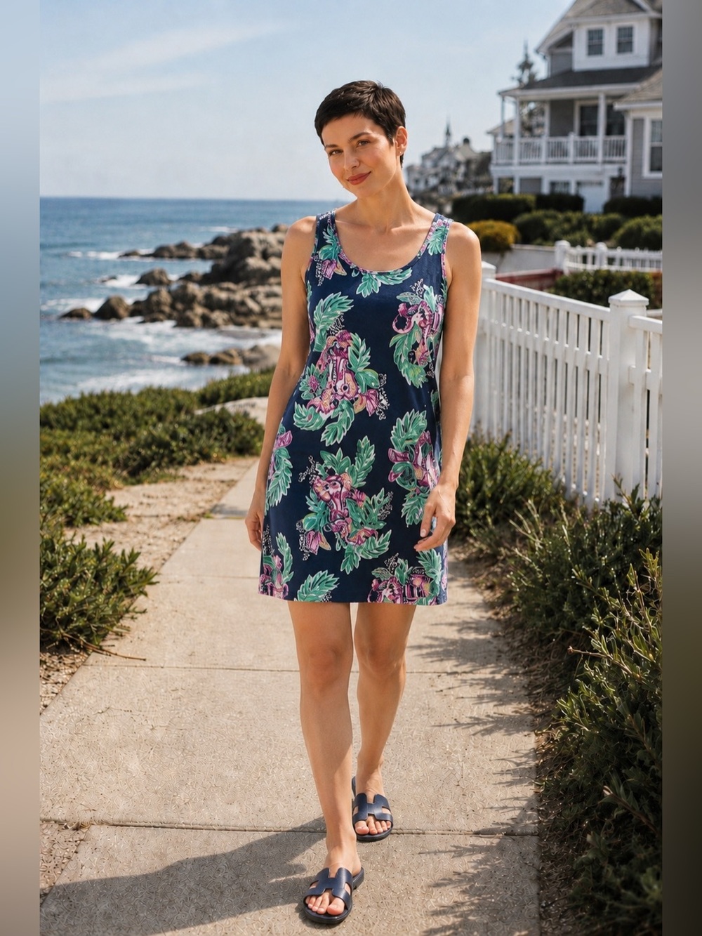 Lilly Pulitzer Raylee Dress Navy Peanut Gallery Print XXS